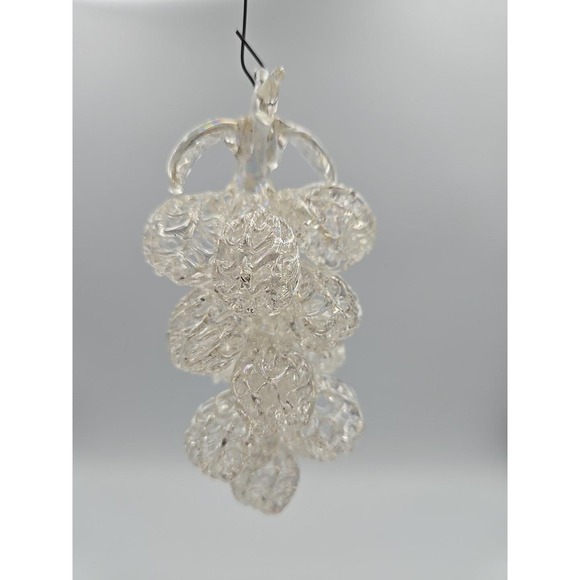 Other - Vintage 4" Spun Iridescent Glass Grape Cluster Fruit Christmas‎ Holiday Ornament